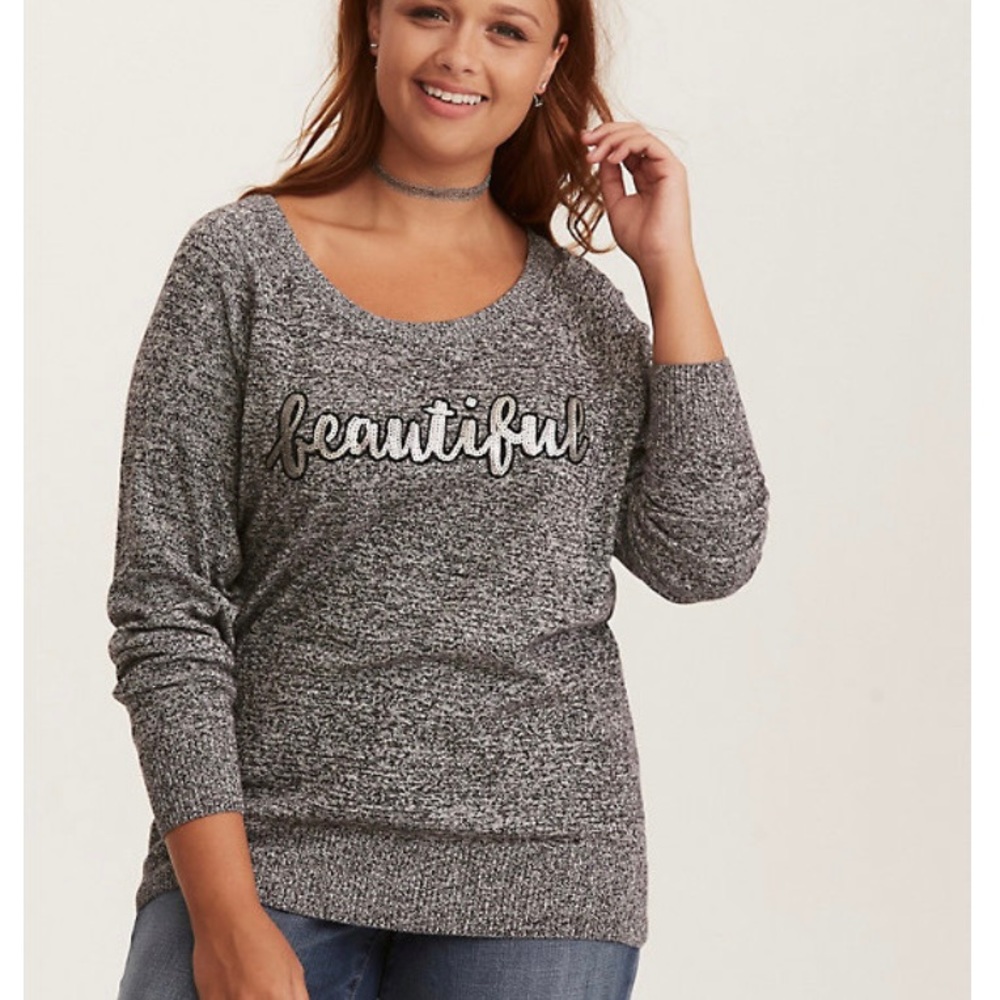 TORRID Beautiful Sequin Raglan Sweater Size 0